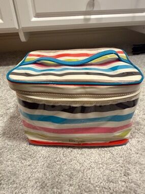 kate spade Glossy Multicolor Striped Cosmetic Case